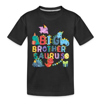 Grand frère Saurus | Tshirt de dinosaure Rawr | - T-shirt bio Premium Enfant - noir - Devant