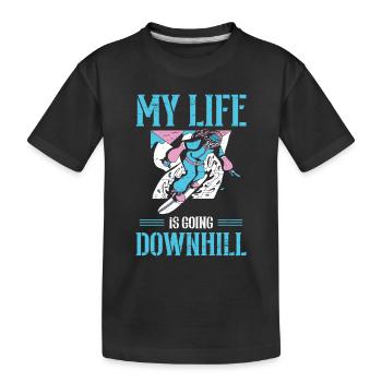 My Life Is Going Downhill Winter Sport Snowboarder - Kids' Premium Organic T-Shirt - black - Front
