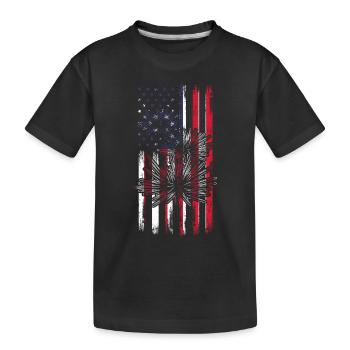 Seeigel mit US-Flagge 4. Juli Seeigel mit - Kinder Premium Bio T-Shirt - Schwarz - Vorne