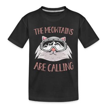 Die Meowtains nennen Wintersportler Snowboarder - Kinder Premium Bio T-Shirt - Schwarz - Vorne
