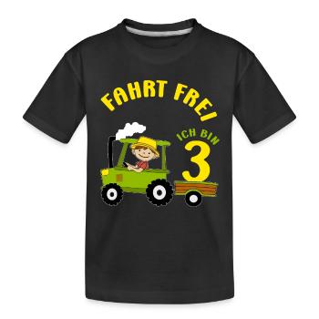 Traktor Geburtstagsmotiv 3 Jahre Jungen Geschenk - Kinder Premium Bio T-Shirt - Schwarz - Vorne