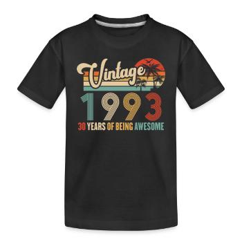 Vintage Année 1993 Anniversaire 30 Ans Idée Cadeau - T-shirt bio Premium Enfant - noir - Devant