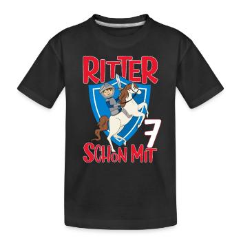 Ritter Geburtstagsmotiv 7 Jahre Jungen Geschenk - Kinder Premium Bio T-Shirt - Schwarz - Vorne