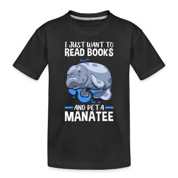 Bücher lesen und Seekuh streicheln Meeressäuger - Kinder Premium Bio T-Shirt - Schwarz - Vorne