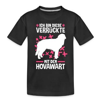 Ich bin die Verrückte mit dem Hovawart - Kinder Premium Bio T-Shirt - Schwarz - Vorne