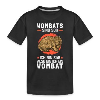 Wombats sind süß Beuteltier Wombat - Kinder Premium Bio T-Shirt - Schwarz - Vorne