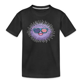 Lustige Seeigel Sonnenbrille mit US-Flagge Seeigel - Kinder Premium Bio T-Shirt - Schwarz - Vorne
