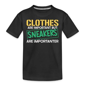 Les vêtements sont importants, mais les baskets sont importantes - T-shirt bio Premium Enfant - noir - Devant