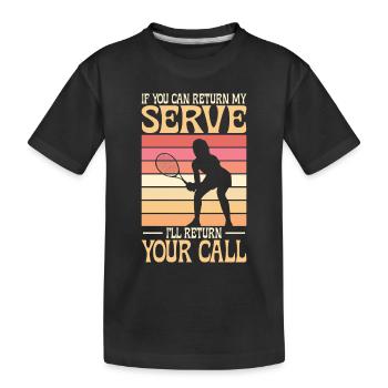 Joueur de tennis Raquette de tennis Balle de tennis - T-shirt bio Premium Enfant - noir - Devant