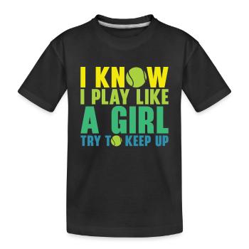 Joueur de tennis Raquette de tennis Balle de tennis - T-shirt bio Premium Enfant - noir - Devant