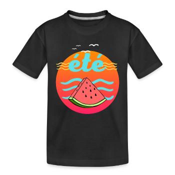 plage vacances à la mer été cercle pastèque soleil - T-shirt bio Premium Enfant - noir - Devant