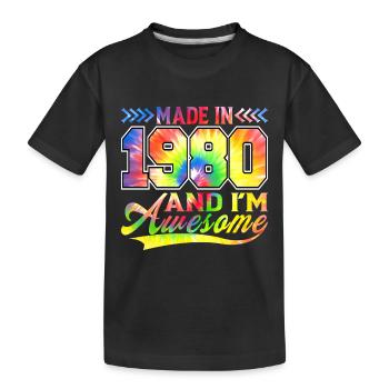 Fabriqué en 1980 et je suis un spectre de couleurs génial - T-shirt bio Premium Enfant - noir - Devant