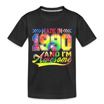 Fabriqué en 1990 et je suis un spectre de couleurs génial - T-shirt bio Premium Enfant - noir - Devant