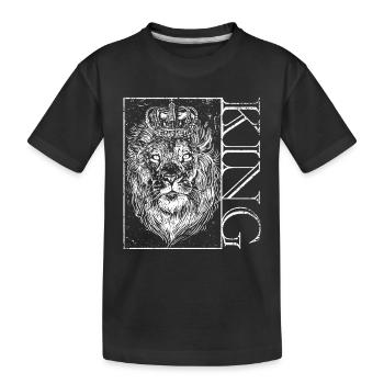 King Löwenkopf Design Lionhead Crown - Kinder Premium Bio T-Shirt - Schwarz - Vorne