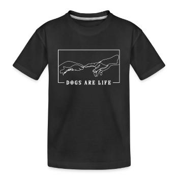 Michelangelo Creation of Adam Dogs Wauwau Rüde - Kinder Premium Bio T-Shirt - Schwarz - Vorne