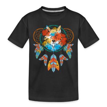 Dream Catcher Wolf - Kids' Premium Organic T-Shirt - black - Front