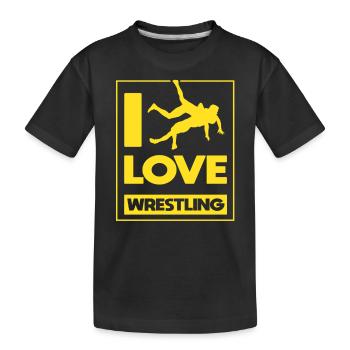 I Love Wrestling Wrestling Wrestling Wrestlers - Kids' Premium Organic T-Shirt - black - Front