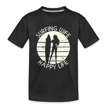 Surf femme Happy Life Wellenreiten Surfen Surfer - T-shirt bio Premium Enfant - noir - Devant