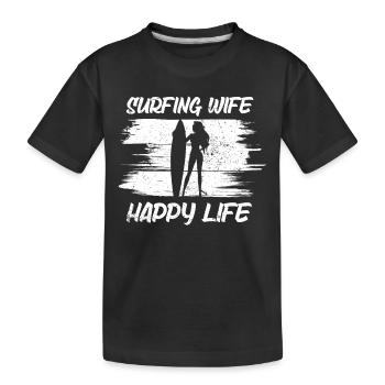 Surf femme Happy Life Wellenreiten Surfen Surfer - T-shirt bio Premium Enfant - noir - Devant