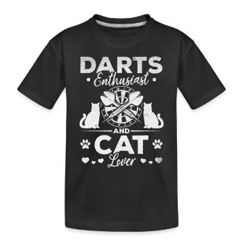 Dart-Enthusiast und Katzenliebhaber spielen - Kinder Premium Bio T-Shirt - Schwarz - Vorne