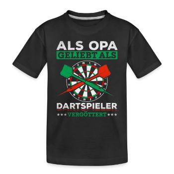 Als Opa geliebt als Dartspieler vergöttert Opa - Kinder Premium Bio T-Shirt - Schwarz - Vorne