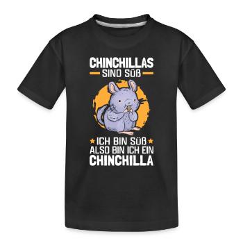 Chinchillas sind süß Wollmaus Chinchilla - Kinder Premium Bio T-Shirt - Schwarz - Vorne