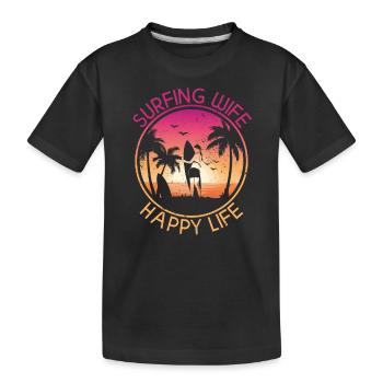 Surf femme Happy Life Wellenreiten Surfen Surfer - T-shirt bio Premium Enfant - noir - Devant