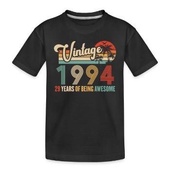 Jahrgang 1994 Jubiläum 29 Jahre Geschenkidee - Kinder Premium Bio T-Shirt - Schwarz - Vorne