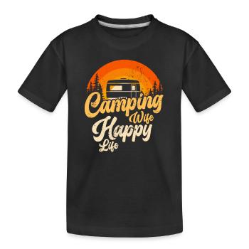 Camping Femme Happy Life Caravane Nature Camper - T-shirt bio Premium Enfant - noir - Devant