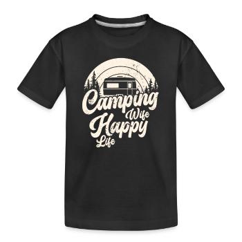 Camping Femme Happy Life Caravane Nature Camper - T-shirt bio Premium Enfant - noir - Devant