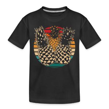 Sommerurlaub Geschenk Frucht Tropische Ananas - Kinder Premium Bio T-Shirt - Schwarz - Vorne