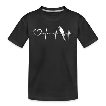 Parrot Heartbeat Heart Parrot Bird Heartbeat - Kids' Premium Organic T-Shirt - black - Front