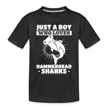 Shark Fish Ich bin nur ein Junge, der Hammerhaie - Kinder Premium Bio T-Shirt - Schwarz - Vorne