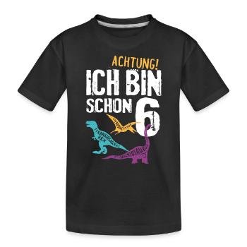 6. Geburtstag Dinosaurier 6 Jahre Dino Kinder - Kinder Premium Bio T-Shirt - Schwarz - Vorne