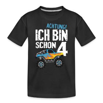 4. Geburtstag Monster Truck 4 Jahre - Kinder Premium Bio T-Shirt - Schwarz - Vorne
