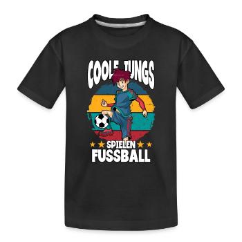 Coole Jungs spielen Fußball Spruch - Kinder Premium Bio T-Shirt - Schwarz - Vorne