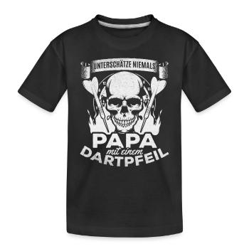 Dart Spieler Unterschätze niemals Papa mit einem - Kinder Premium Bio T-Shirt - Schwarz - Vorne