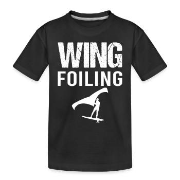 Wing Foiling Hydrofoil Surfer - Kids' Premium Organic T-Shirt - black - Front