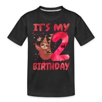 2nd Birthday Cute Sloth Party Hut Themed Birthday - Kinder Premium Bio T-Shirt - Schwarz - Vorne