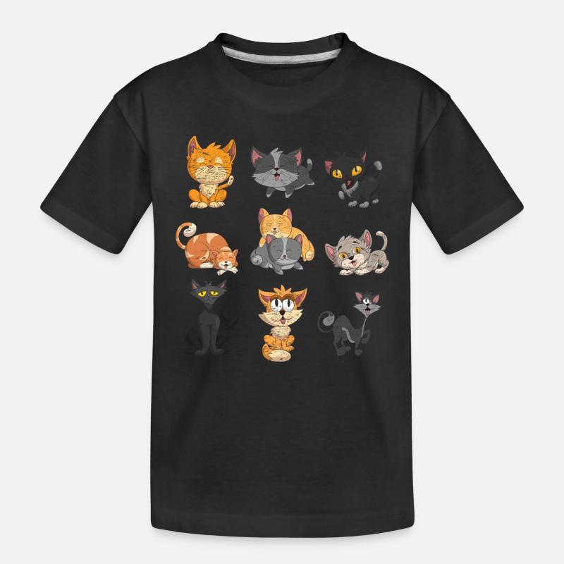 Katze - Kinder Premium Bio T-Shirt - Schwarz