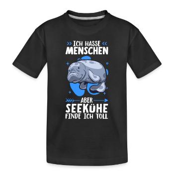 Seekühe finde ich toll Seekuh Meeressäuger - Kinder Premium Bio T-Shirt - Schwarz - Vorne