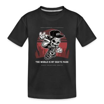 The World is my Skate park Skater Skull Geschenk - Kinder Premium Bio T-Shirt - Schwarz - Vorne