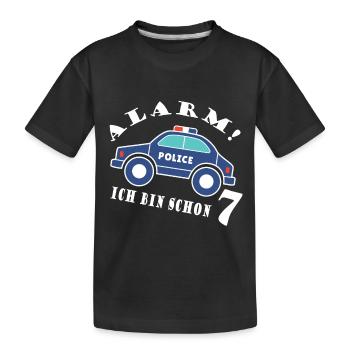 Alarm ich bin schon 7 Polizei - Kinder Premium Bio T-Shirt - Schwarz - Vorne