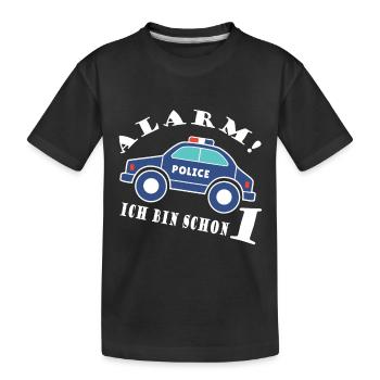 Alarm ich bin schon 1 Polizei - Kinder Premium Bio T-Shirt - Schwarz - Vorne