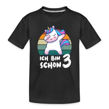 3 Jahre Einhorn 3 Geburtstag - Kinder Premium Bio T-Shirt - Schwarz - Vorne
