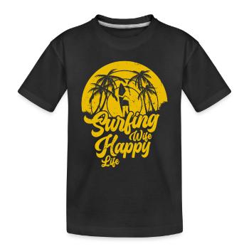 Surf femme Happy Life Wellenreiten Surfen Surfer - T-shirt bio Premium Enfant - noir - Devant