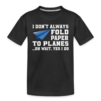 Origami Paper Airplane - Kids' Premium Organic T-Shirt - black - Front