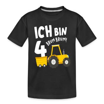4. Geburtstag Jungs Traktor 4 Jahre Kinder - Kinder Premium Bio T-Shirt - Schwarz - Vorne