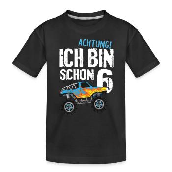 6. Geburtstag Monster Truck 6 Jahre Kinder - Kinder Premium Bio T-Shirt - Schwarz - Vorne