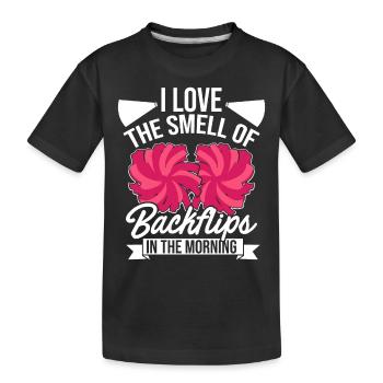 I Love The Smell Of Backflip In The Morning Gymnas - Kinder Premium Bio T-Shirt - Schwarz - Vorne